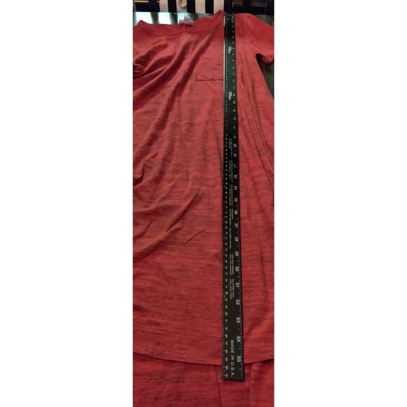 LulaRoe Carly Swing Shift T Shirt Dress XXS Hi Low Red Rasberry Gray Heathered - Picture 13 of 14